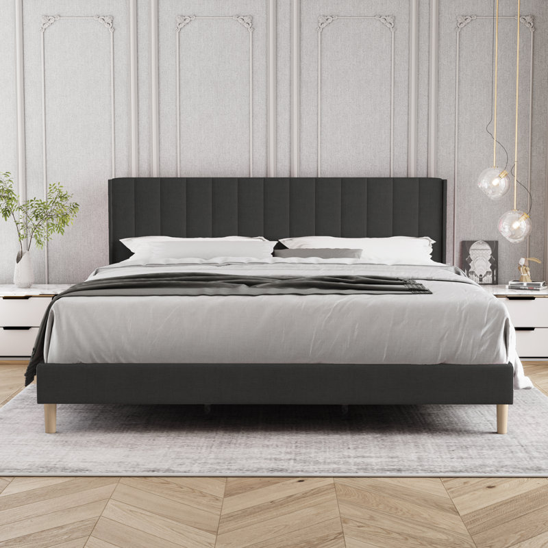 Upholstered Bed, King, Black