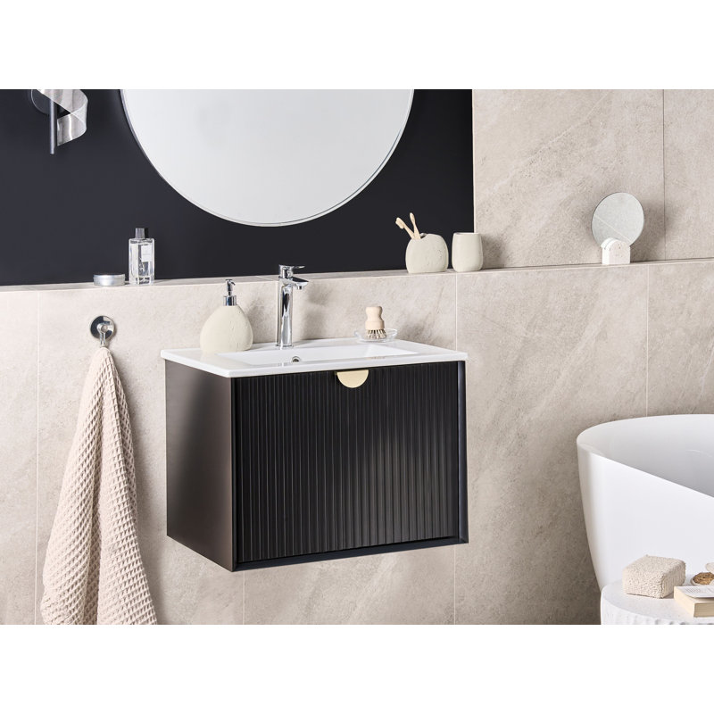 Cerstin 60.00mm Single Bathroom Vanity with Basin, Black