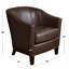 Fauteuil club de salon noir mat en similicuir rembourré d'une hauteur de 30 pouces-1233338097