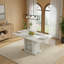 Table de salle à manger rectangulaire moderne de 47,24 "à 63", extensible, avec plateau en marbre blanc imprimé et pieds de table de rangement avec base en métal-2026074252