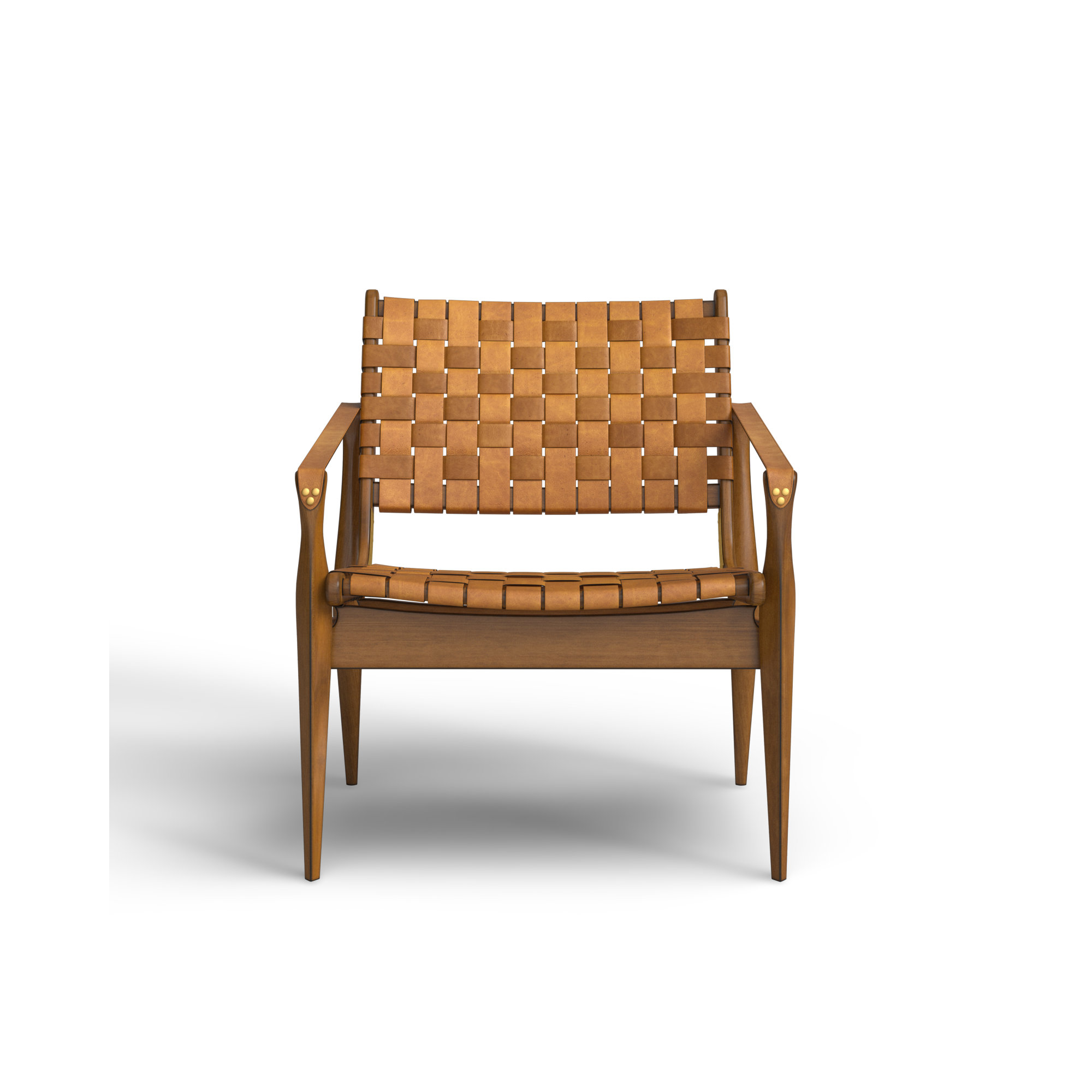 Kenan Upholstered Armchair, Brown, Brown Genuine Leather