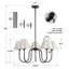 Lustre 5 lumières à intensité variable avec abat-jour en tissu Boho-1428618584