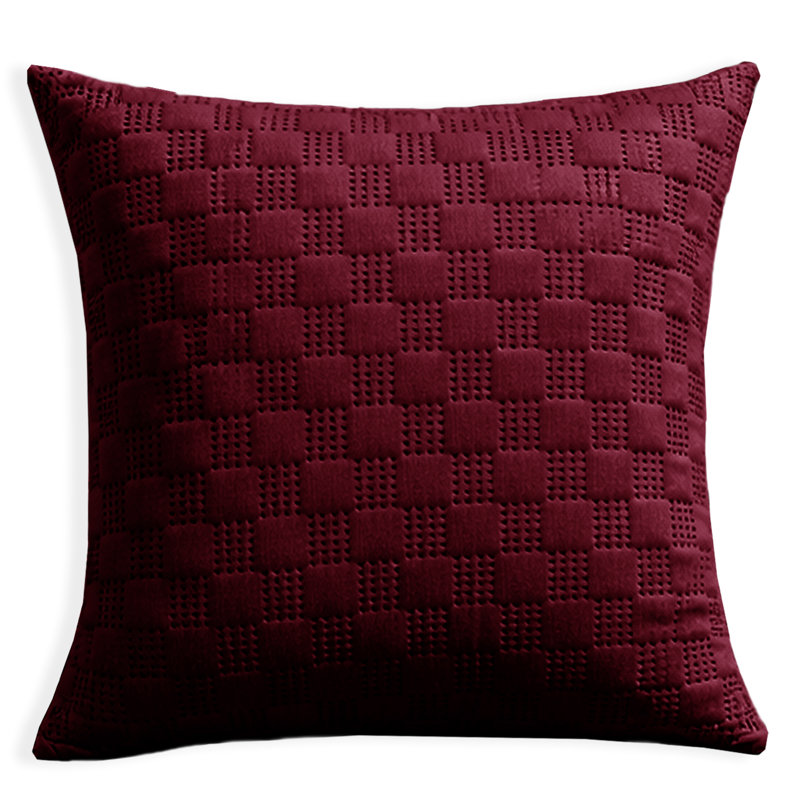 Aspire Homeware Embossed Square Velvet Cushion Covers, Pack of 4, BURGUNDY