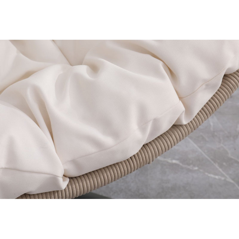 Chaise suspendue pliable en forme d'œuf avec support et coussins, Blanc, Beige/noir