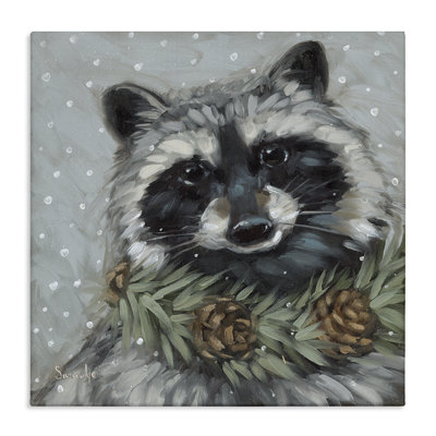 «Raccoon with Pinecones», art mural sur toile par Sara G. Designs