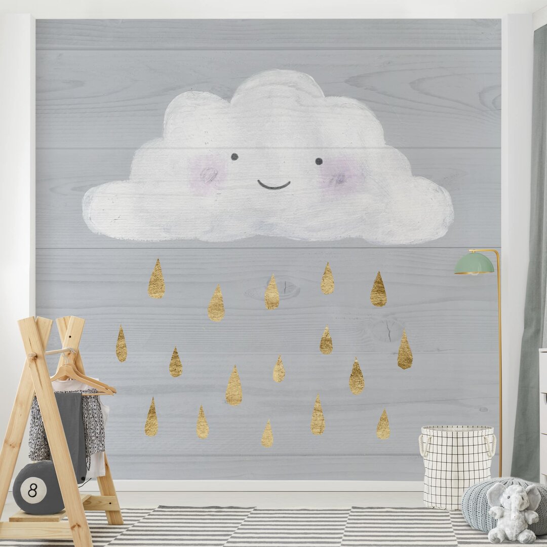 Strukturierte Fototapete Clouds with Golden Raindrops 2,4 m x 240 cm