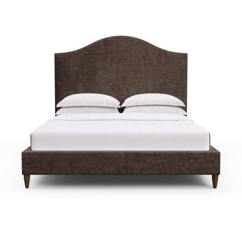 Montague Upholstered Standard Storage Bed, Full, Crushed Velvet Alabaster, Dark Brown