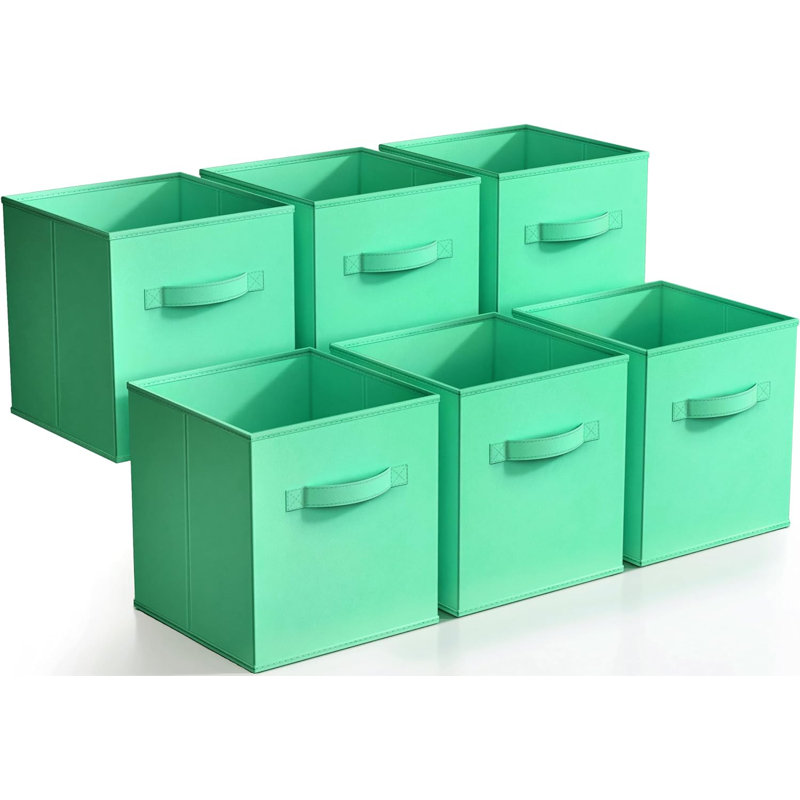 Sorbus 1" Foldable Fabric Storage Cube Bins with Handles in Teal