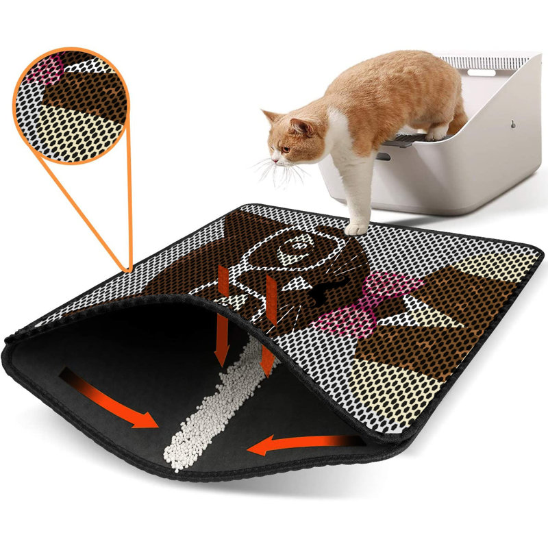 Tapis pour litière de qualité supérieure, 18 po x 24 po | 50% PVC / 50% polyester, lavable à la machine et passer l'aspirateur | Conception durable et facile à nettoyer pour les propriétaires d'animaux de compagnie | Protégez vos planchers des dégâts de la litière