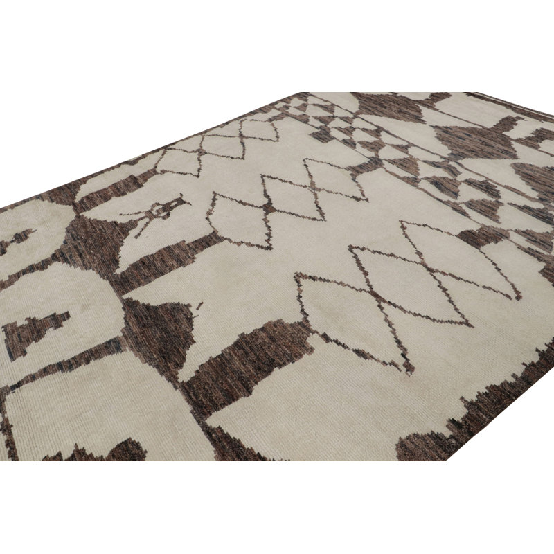 Moroccan Hand Knotted Silk Geometric Area Rug, Rectangle 6' x 8'