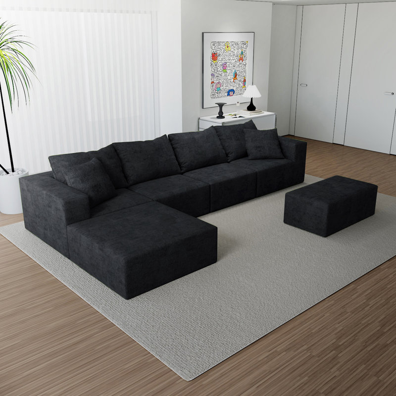 Canapé modulaire convertible en tissu de microfibre