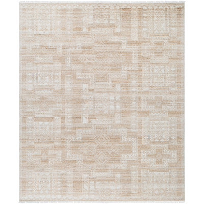 Kunal Hand Knotted Wool Vintage Look Area Rug in Beige