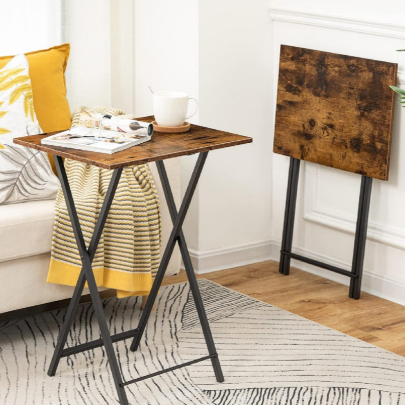 Folding Table, Rustic Brown/Black