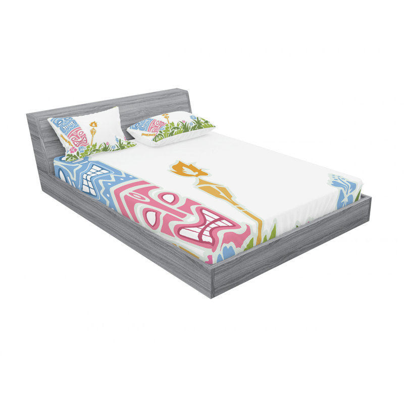 Ensemble de draps entourés de fleurs d'hibiscus frais, Ensemble de drap pour grand lit avec drap-housse