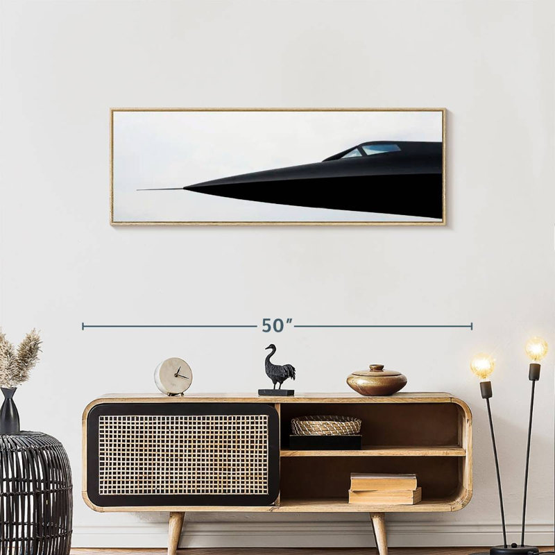 Avion militaire Blackbird, Cadre flottant en bois naturel, 43 po x 15 po