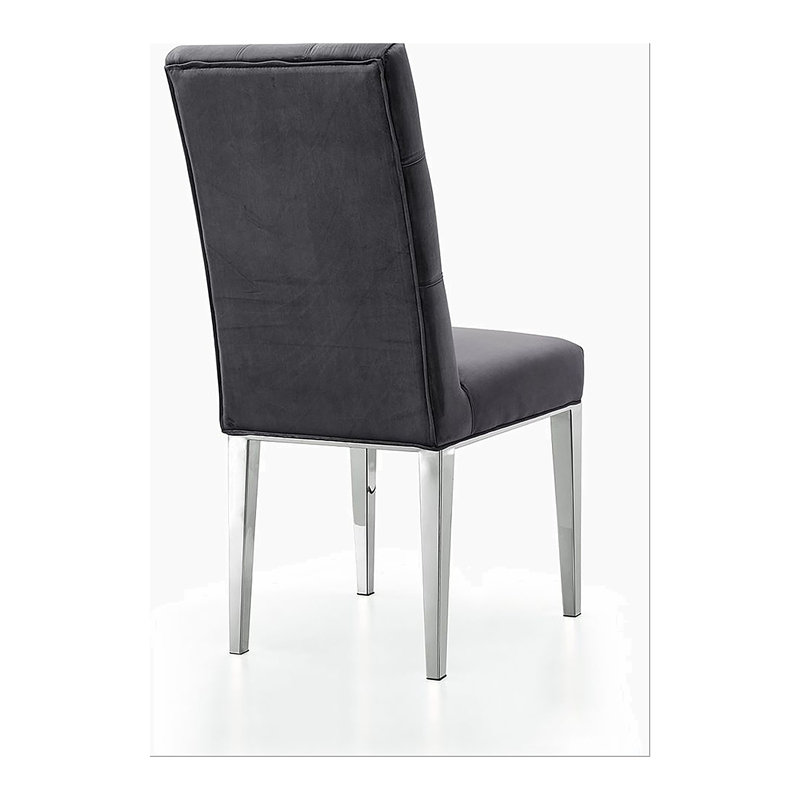 Ensemble de 2 chaises de salle à manger rembourrées Modern Velvet, Gris, Argent argent