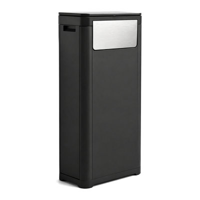 32L Trash Can Plastic Waste Bin with Press Top Lid for Kitchen Living Room