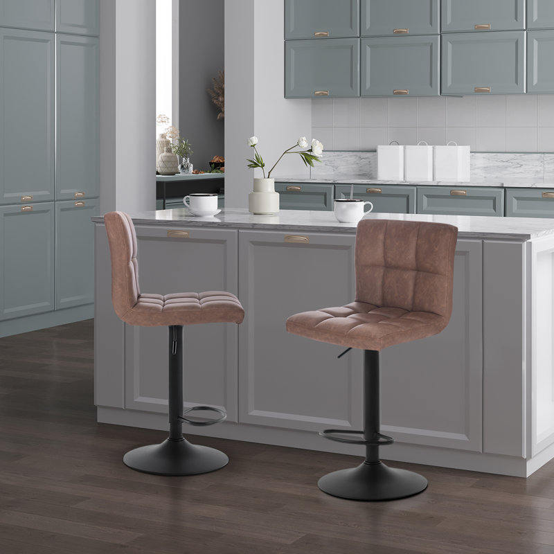 Deristin Swivel Upholstered Adjustable Height Counter Stool with Metal Frame, Dark Brown