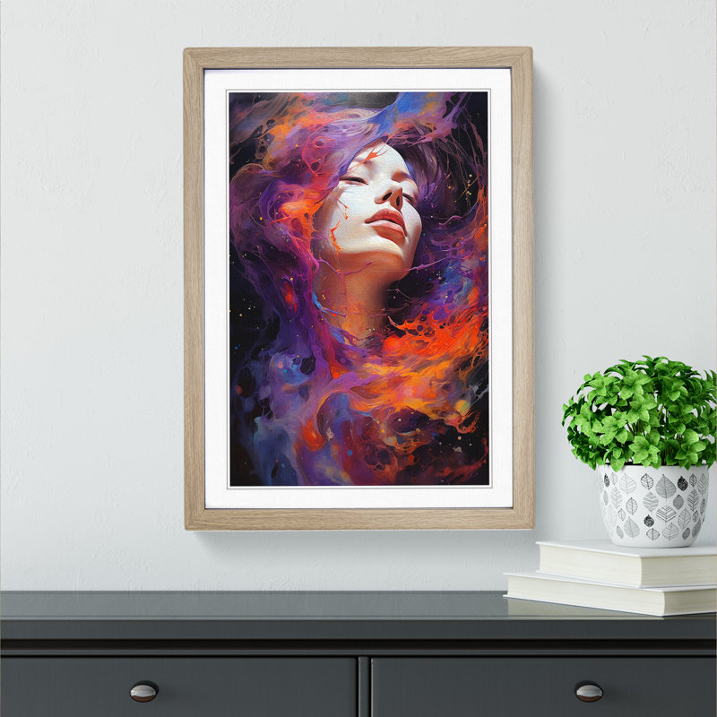 Galaxy Gestural Art - Framed Print, Oak Framed, 46cm H x 34cm W