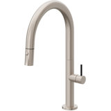 Pull-Down Kitchen Faucet With Button Sprayer - Low Arc Spout