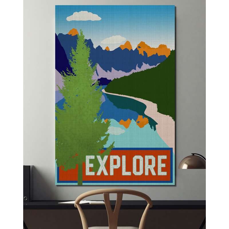 Impression «Explore», H 27 po x l 18 po x 1,5 po, Toile tendue