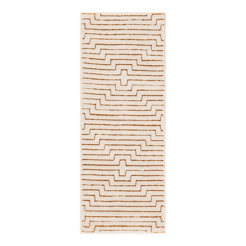 Tapis Mirage Nikica Latitude Run® blanc et or, Tapis de couloir 2 pi x 5 pi 1 po