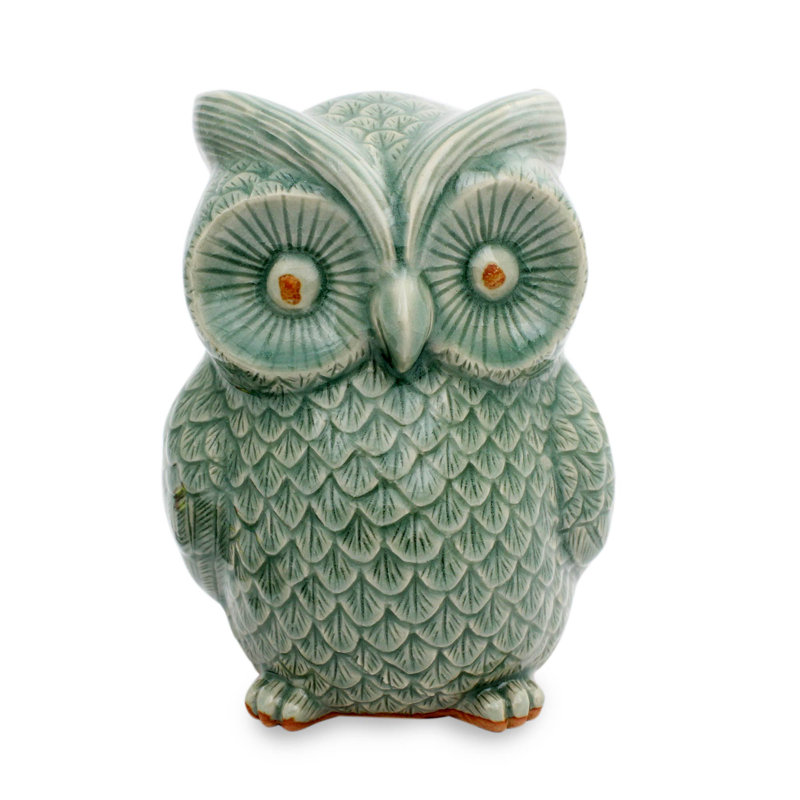 Statue Céladon Besly Wise Owl
