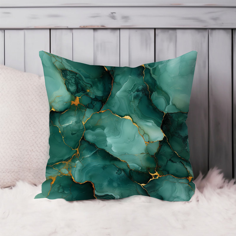 Abstract Green Marble Geode Pattern - I Modern Throw Pillow Cover, 18x18