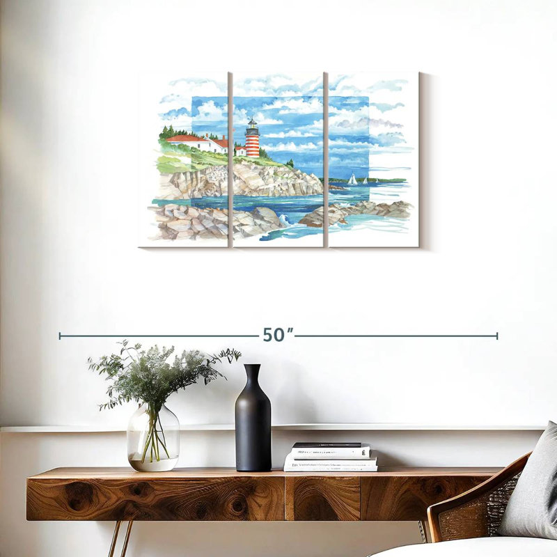 Vue du phare Gillard West Quoddy, H 20 po x l 33 po
