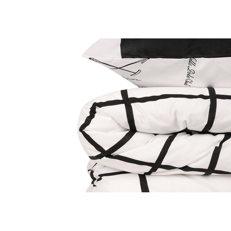 Ensemble de housse de couette 100% coton blanc / noir, Housse de couette simple + 1 taie d'oreiller 24 po