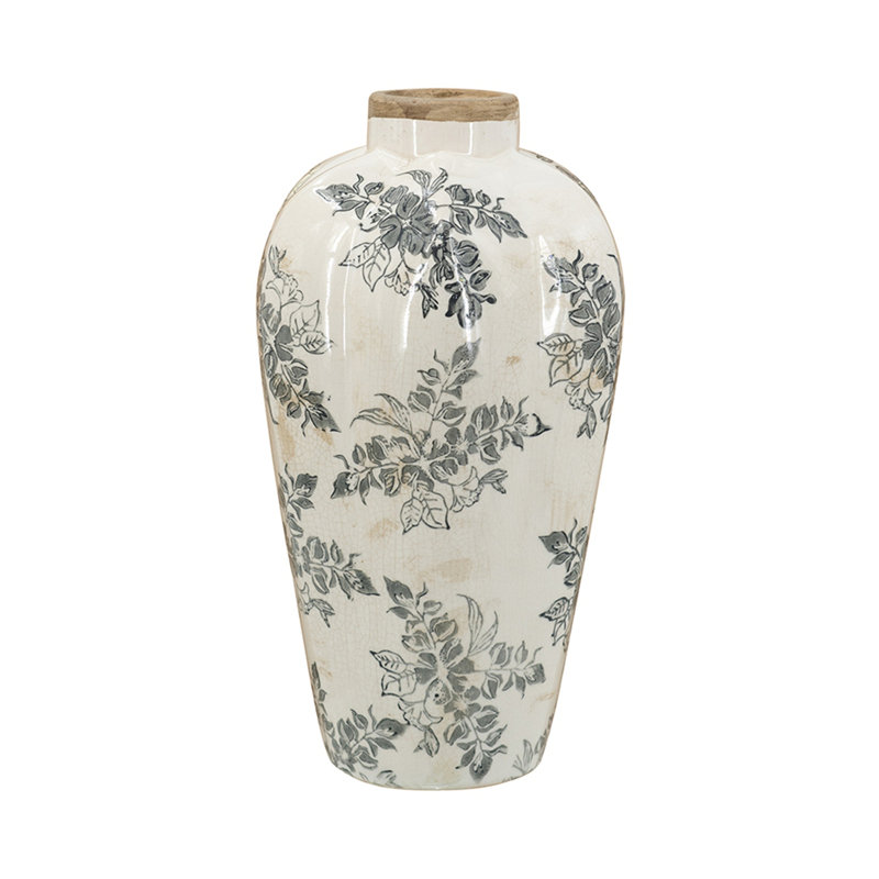 Vase d'appoint en céramique blanche, 13.6" H x 8.1" W x 8.1" D