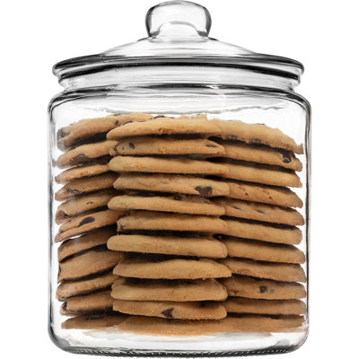 1 Gallon Glass Cookie Jar With Lid Airtight Glass Food Storage Container For Cookies, Candy, Flour, Dog Treats & More Clear Large Kitchen Jar For