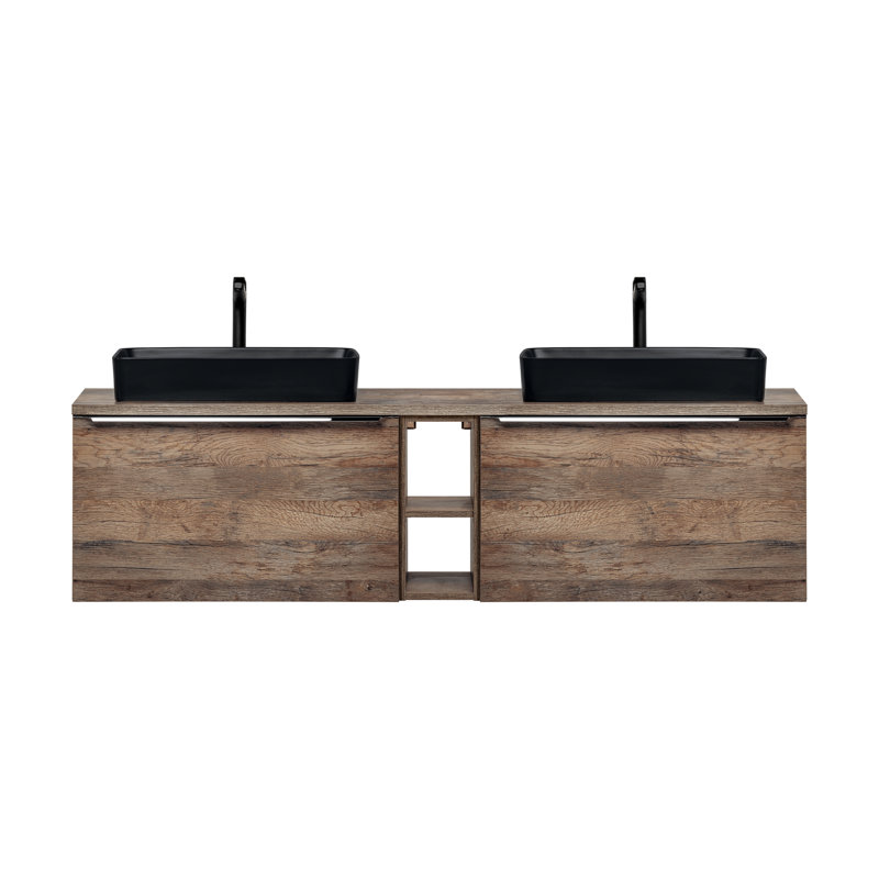 Hesper 80cm Single Bathroom Vanity Base Only, Vintage Oak