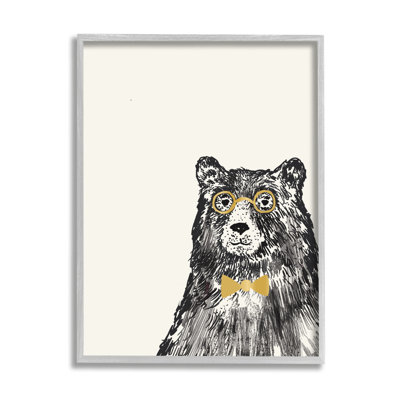 Bear Glasses Bow Tie Kids' Animal Art