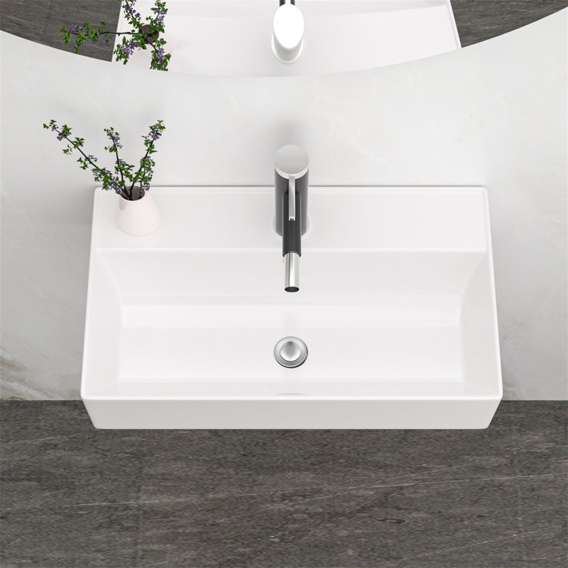 Lavabo de salle de bain rectangulaire en céramique 12 po MONSFEST