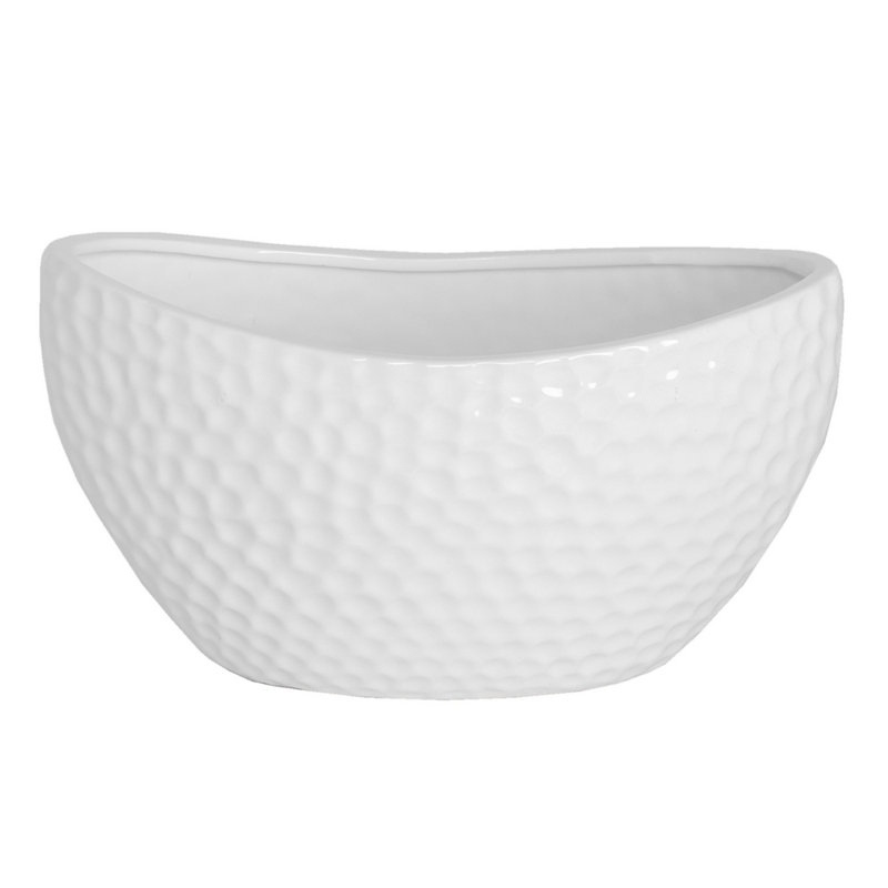 Vase en céramique ovale blanc brillant, Blanc