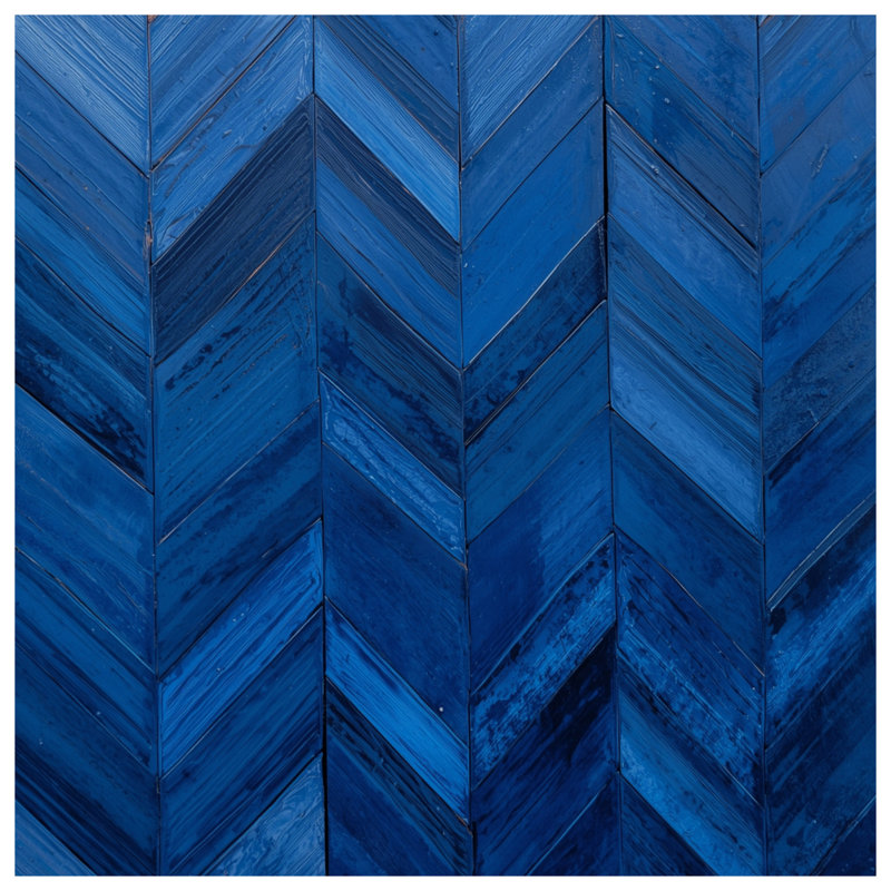 Tapis de bain bleu à motif de chevrons, L 24 po x L 17 po