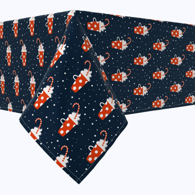 Fabric Textile Products, Inc. Rectangular Tablecloth, 100% Cotton, Polka Dot Hot Cocoa Mugs