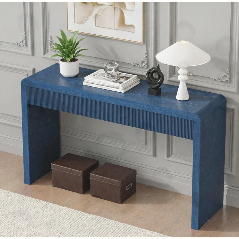 Console avec 3 tiroirs cannelés, Marine