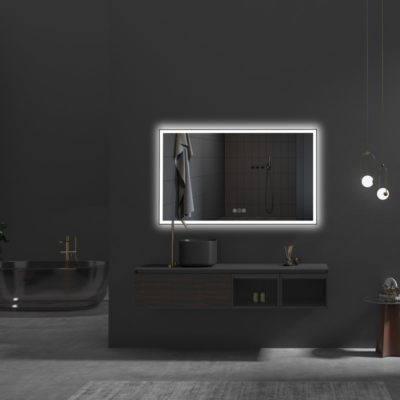 Dokes Black Framed  LED  Bathroom Vanity Mirror passed ETL, 36" x 60"