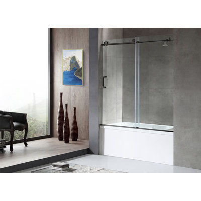 Don 59 - 60" W x 62" H Single Sliding Frameless Tub Door