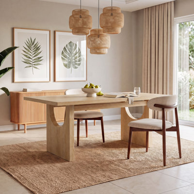 COLAMY ALVORA 72" Modern Rectangular Oak Veneer Dining Table for 4-6 People, Natural Wood Finish