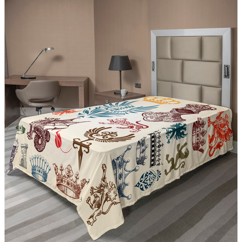 Multicolore Ambesonne, Drap plat pour lit simple