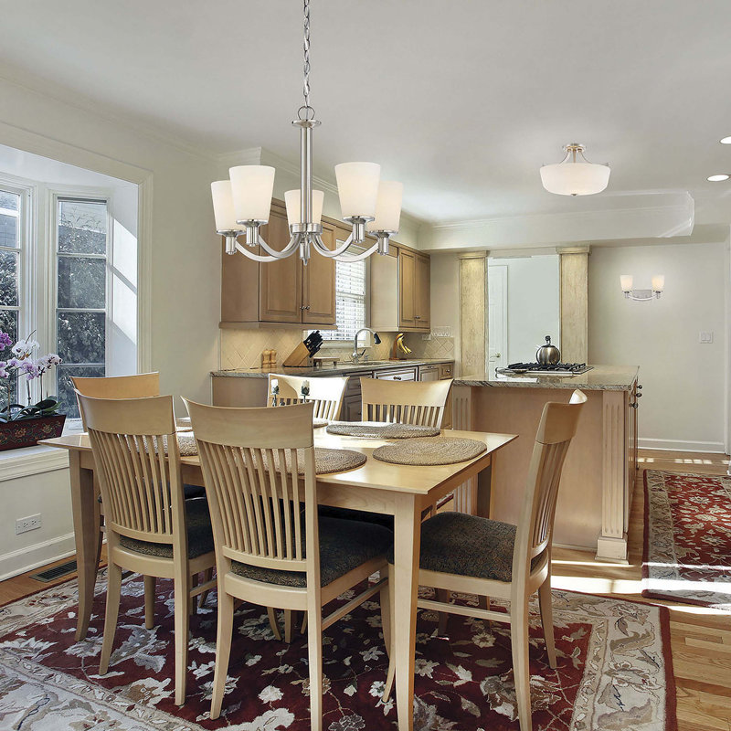 Alejandre 5 - Light Dimmable Classic / Traditional Chandelier, Brushed Nickel