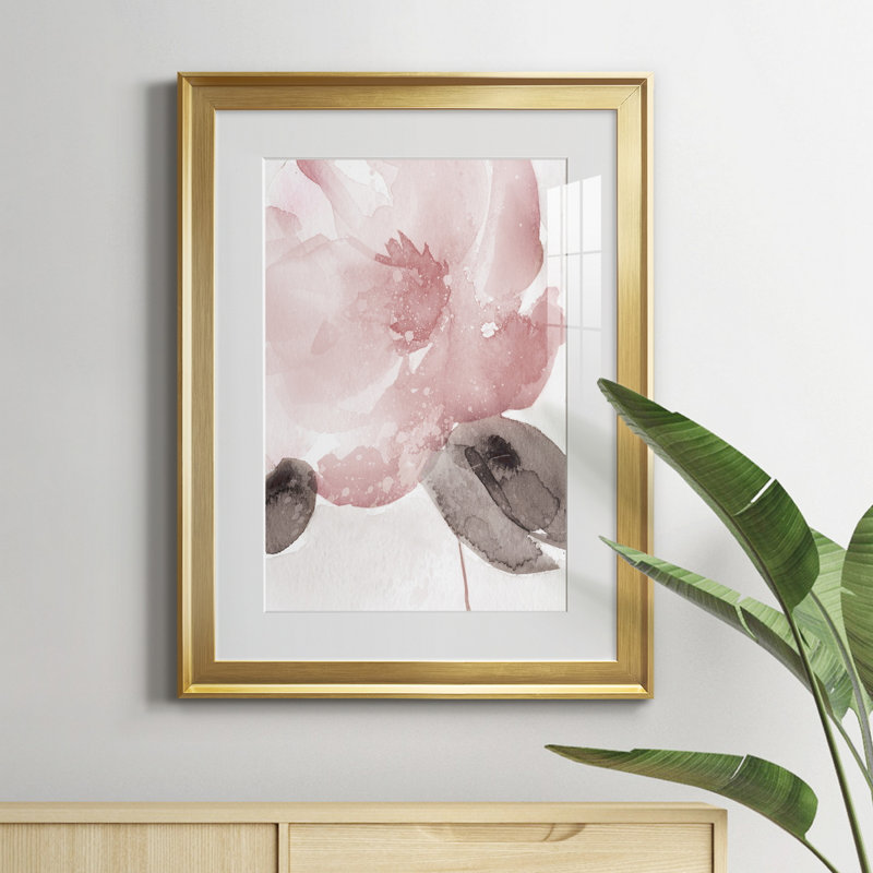 Blush Bloom I - peinture sur toile encadrée, H 18,5 po x l 24,5 po x P 1,5 po, Or