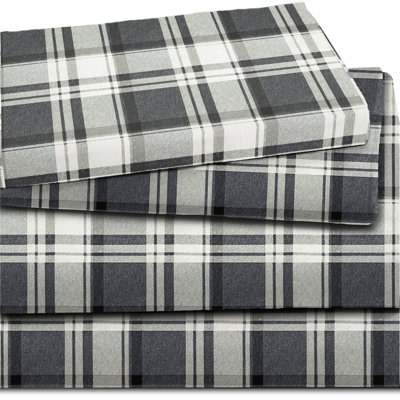 Thread Count Flannel 170 Thread Count Plaid 100% Cotton Flannel Sheet Set -  9848