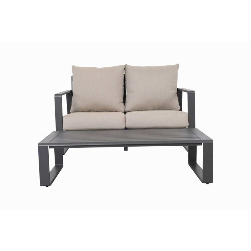 Canapé double + table basse rectangulaire, coussin en tissu Milky American