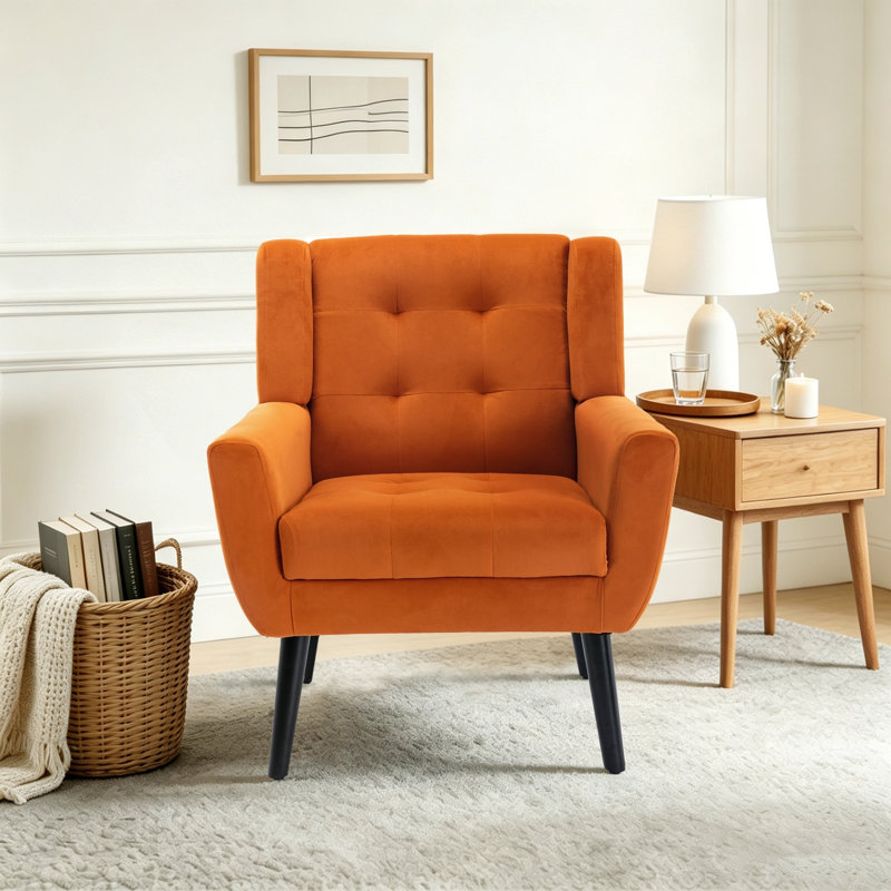 Fauteuil d'appoint Bolanle, Velours orange