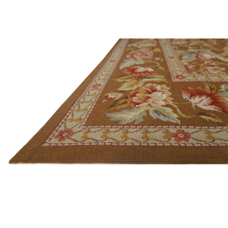 Highland Needleworks Flatweave Wool Area Rug in Brown, Rectangle 9' x 12'