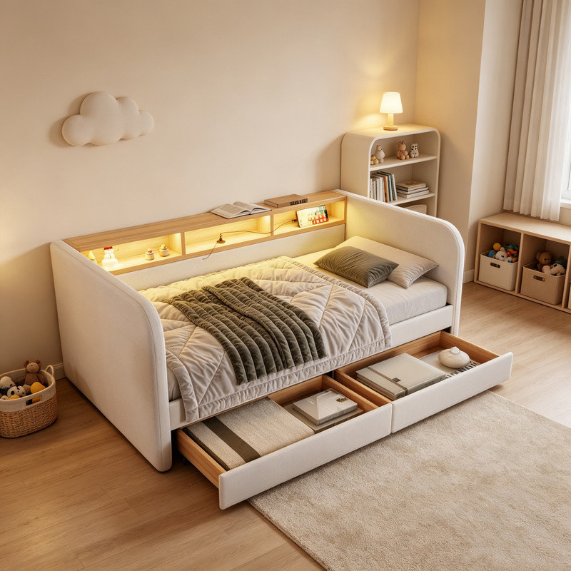 Bed, Beige